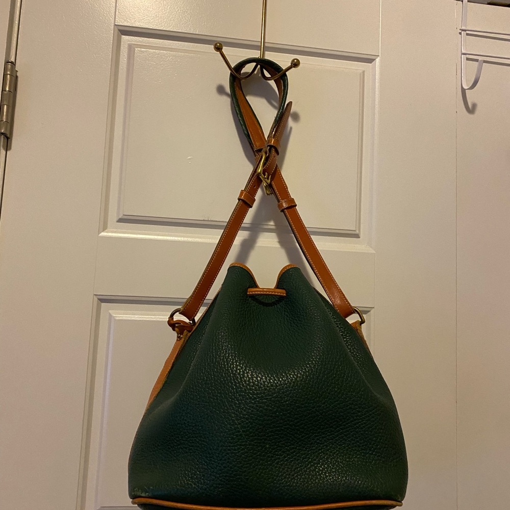 Dooney & Bourke Green and Tan Shoulder Bag - Picture 2 of 7
